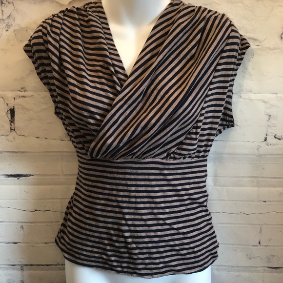 Anthropologie Tops - Anthropologie Top Postmark striped wrap sz. M